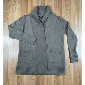Apt.9 Knit Sweater Womens M Brown Open Front Cardigan Long Sleeve Acrylic